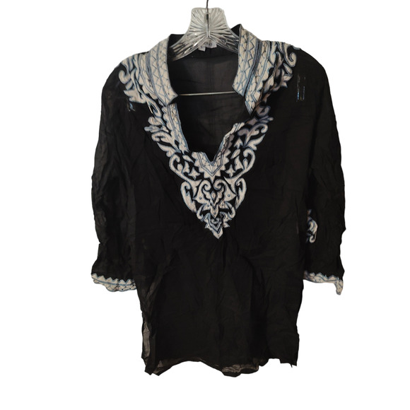 Barbara Gerwit BOHO Shear Embroidered Tunic Size Small - Picture 1 of 5